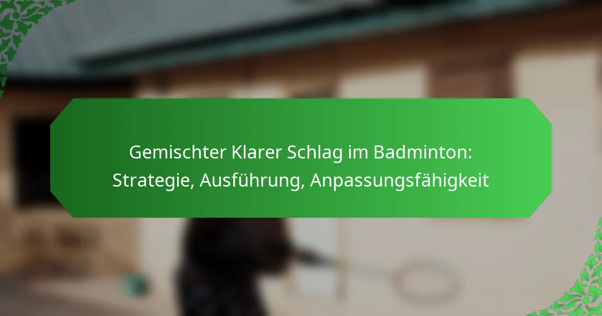 Gemischter Klarer Schlag im Badminton: Strategie, Ausführung, Anpassungsfähigkeit