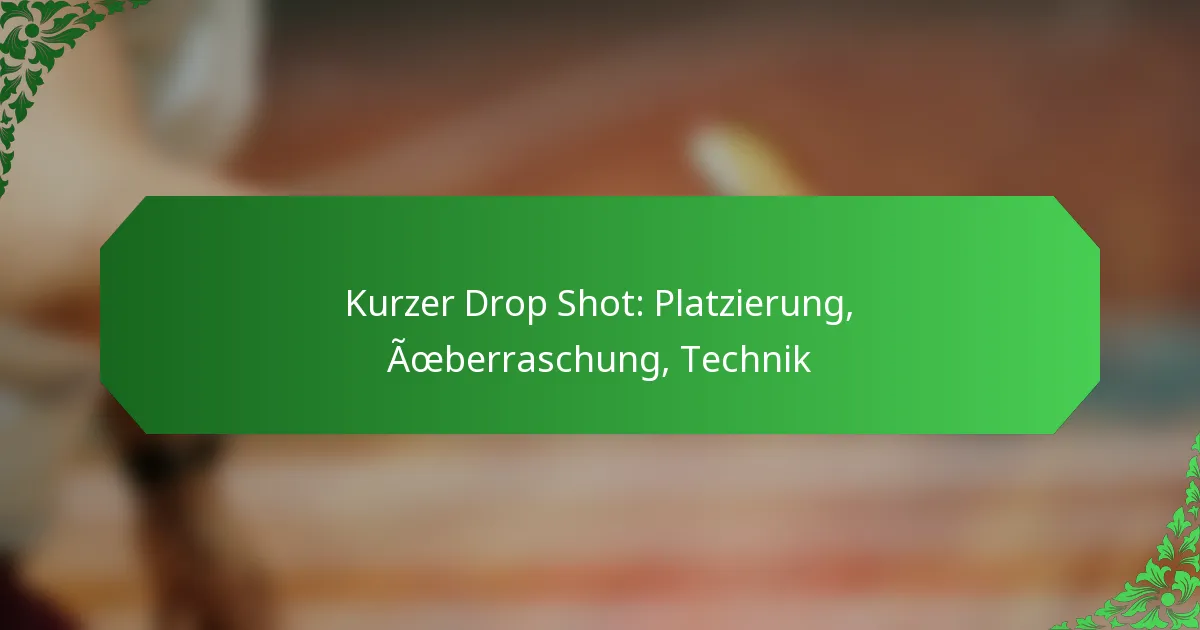 Kurzer Drop Shot: Platzierung, Überraschung, Technik