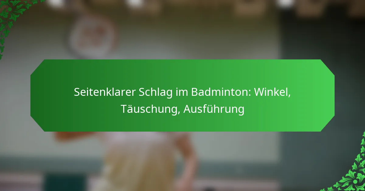 Seitenklarer Schlag im Badminton: Winkel, Täuschung, Ausführung