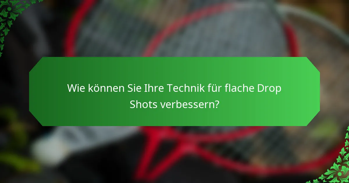 Wie können Sie Ihre Technik für flache Drop Shots verbessern?